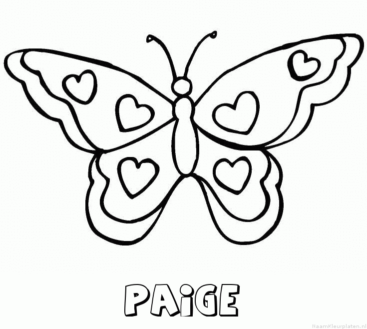 Paige vlinder hartjes kleurplaat