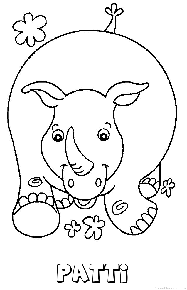 Patti neushoorn kleurplaat