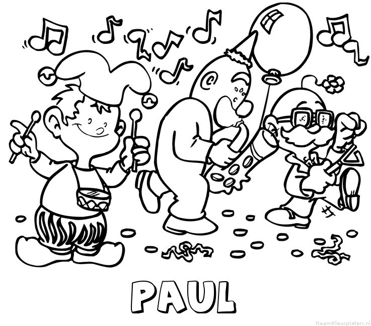 Paul carnaval kleurplaat