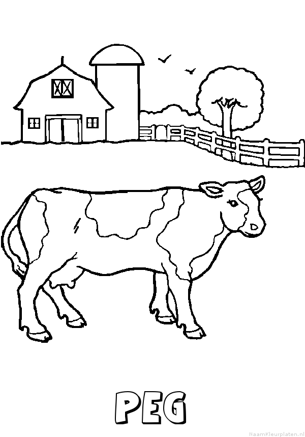 Peg koe kleurplaat