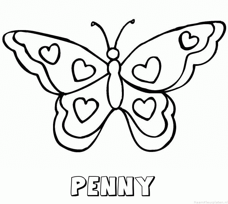 Penny vlinder hartjes kleurplaat