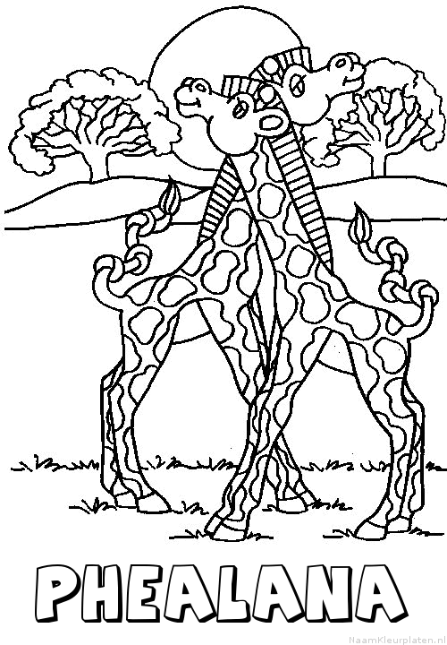 Phealana giraffe koppel kleurplaat