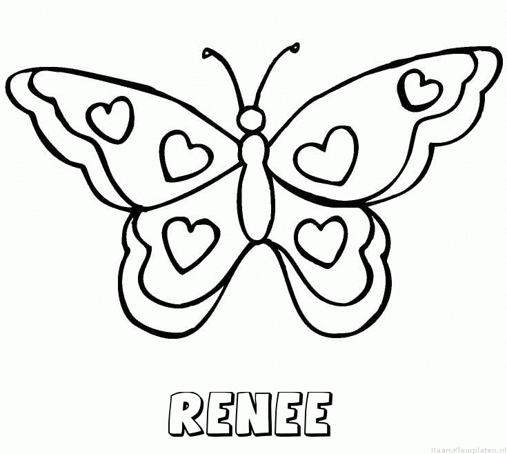 Renee vlinder hartjes kleurplaat