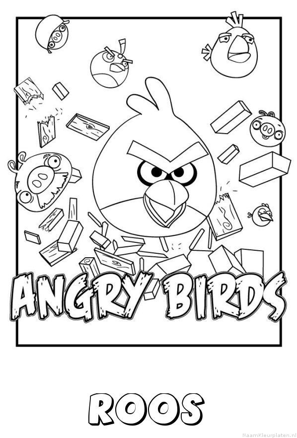 Roos angry birds kleurplaat