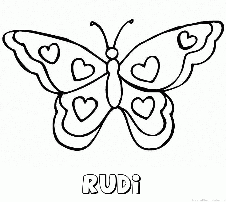 Rudi vlinder hartjes kleurplaat
