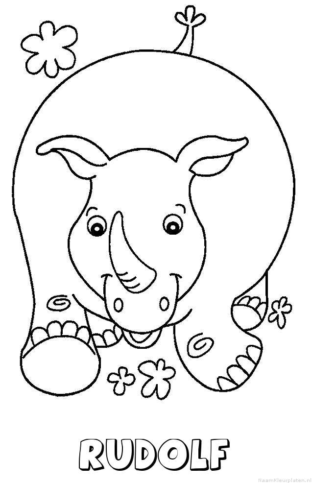 Rudolf neushoorn kleurplaat