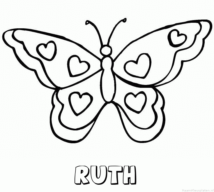 Ruth vlinder hartjes kleurplaat