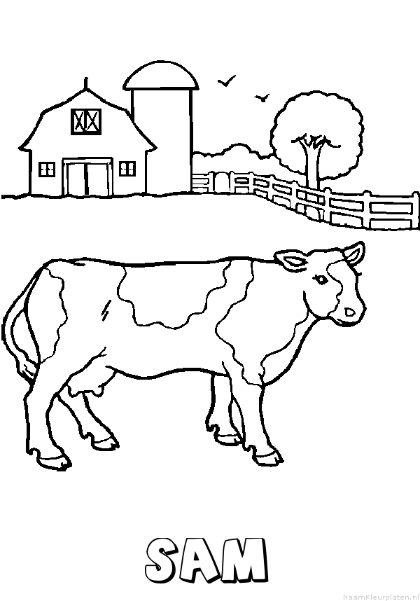 Sam koe kleurplaat