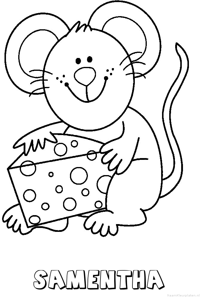Samentha muis kaas kleurplaat