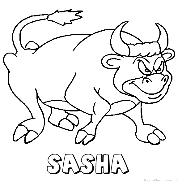 Sasha stier kleurplaat