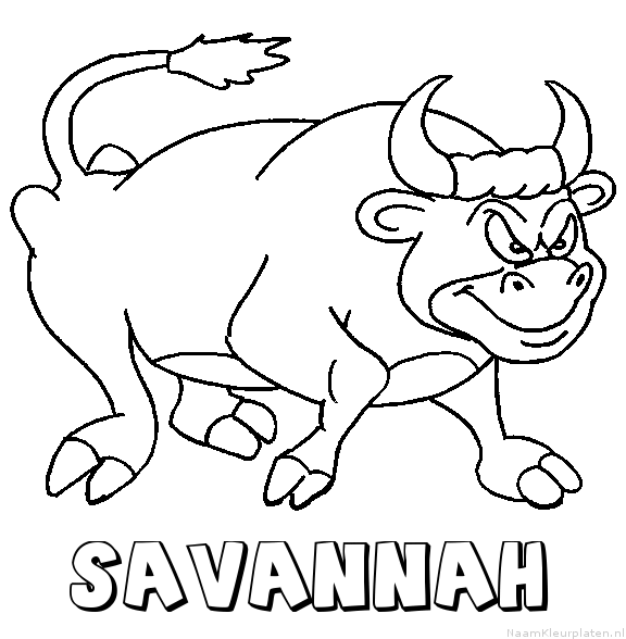Savannah stier kleurplaat