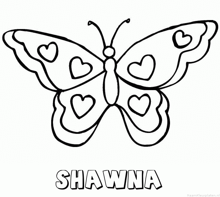 Shawna vlinder hartjes kleurplaat