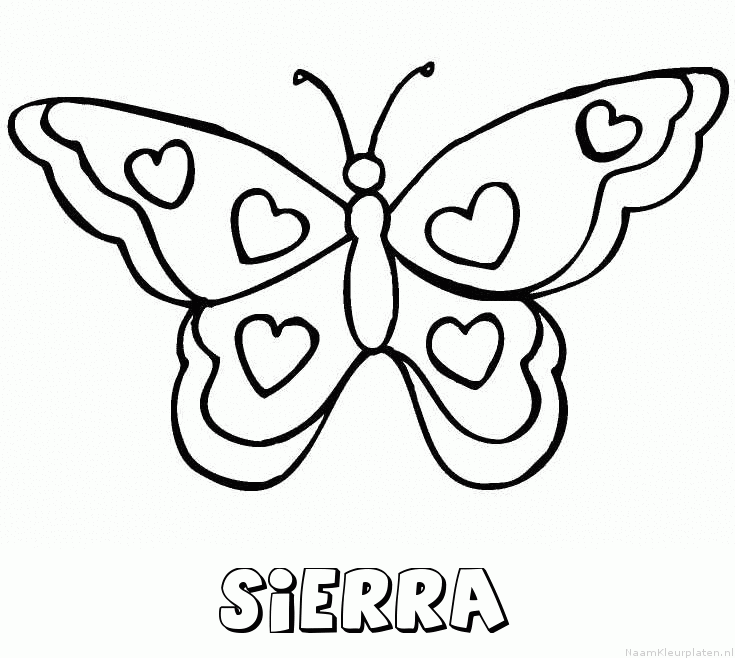 Sierra vlinder hartjes kleurplaat