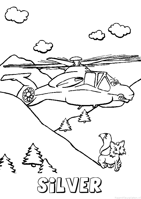 Silver helikopter kleurplaat