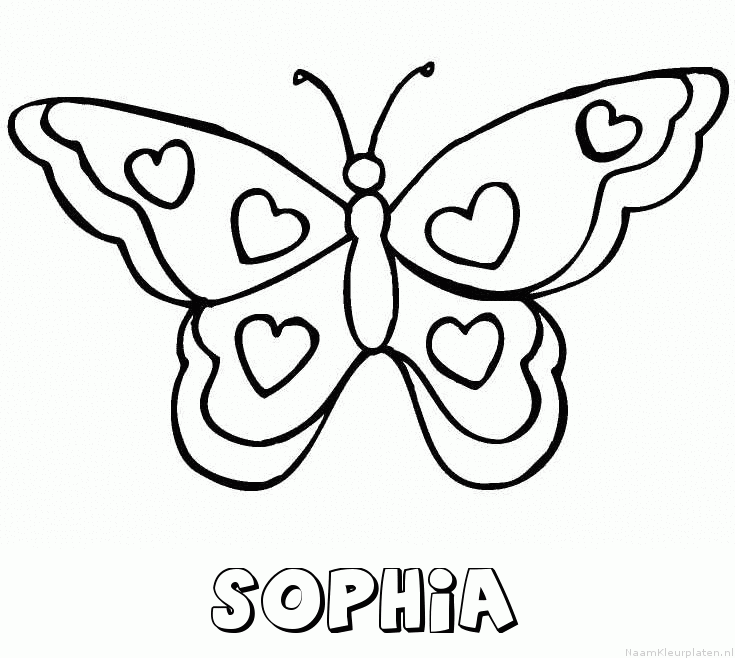 Sophia vlinder hartjes kleurplaat