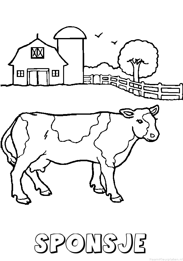 Sponsje koe kleurplaat