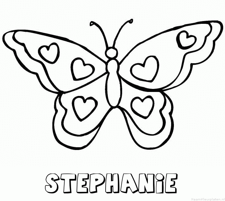 Stephanie vlinder hartjes kleurplaat