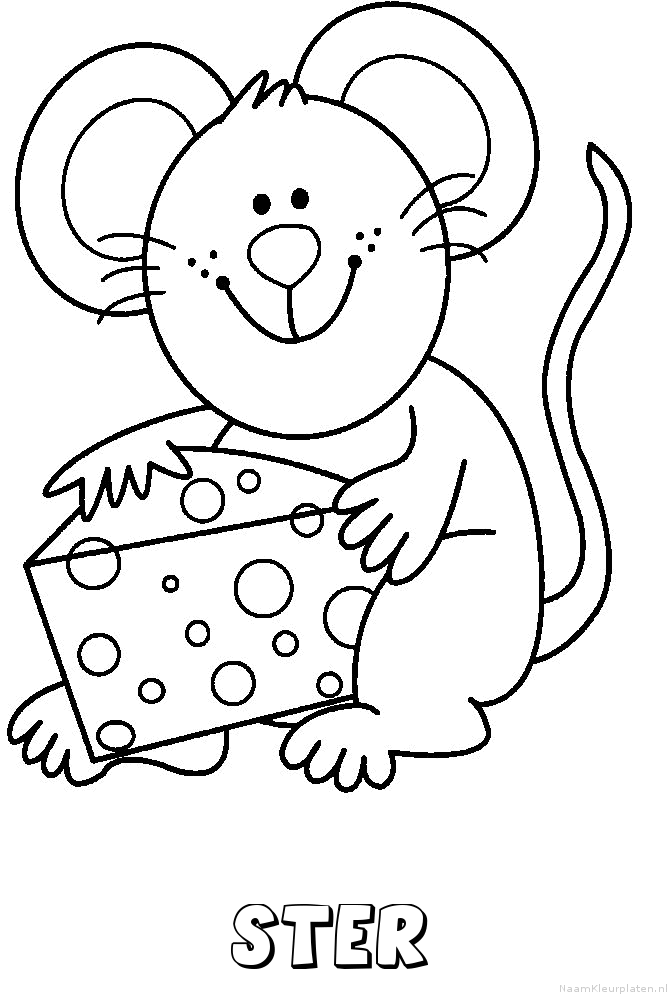 Ster muis kaas kleurplaat