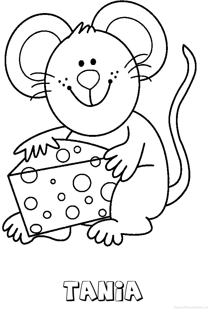 Tania muis kaas kleurplaat