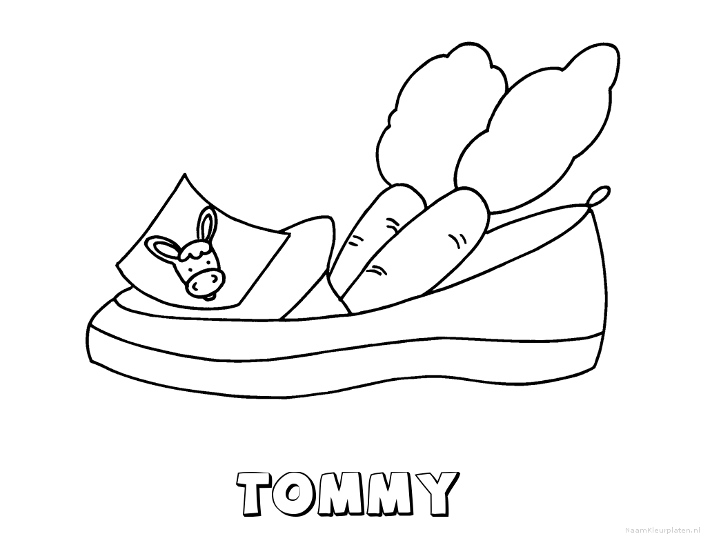 Tommy schoen zetten kleurplaat