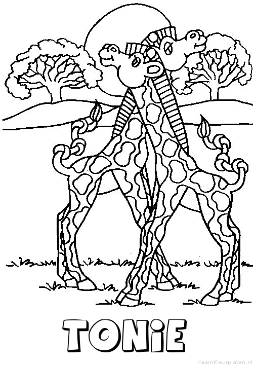 Tonie giraffe koppel kleurplaat