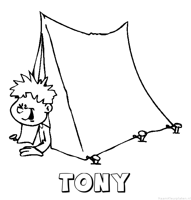 Tony kamperen kleurplaat