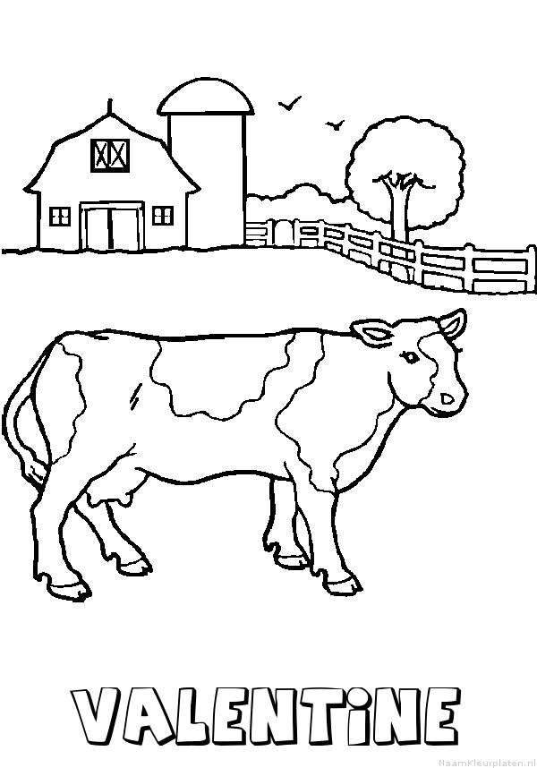 Valentine koe kleurplaat