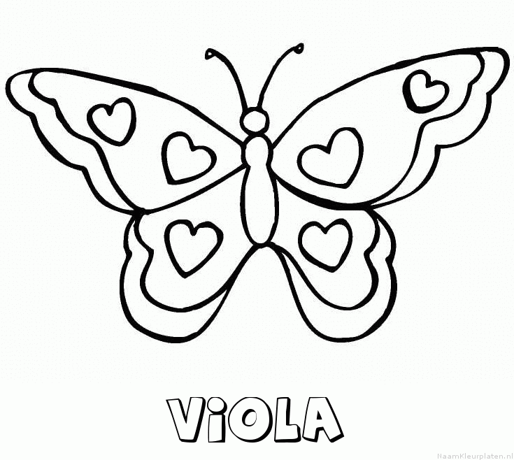Viola vlinder hartjes kleurplaat