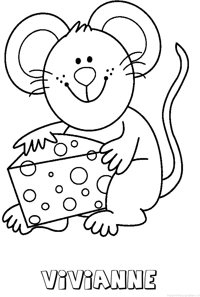 Vivianne muis kaas kleurplaat