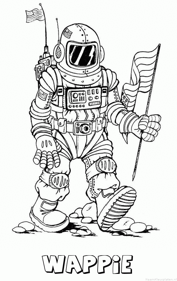 Wappie astronaut kleurplaat