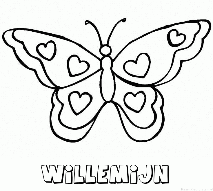Willemijn vlinder hartjes kleurplaat