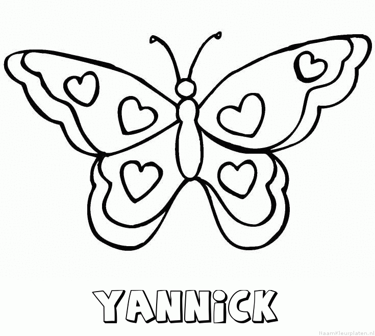 Yannick vlinder hartjes kleurplaat