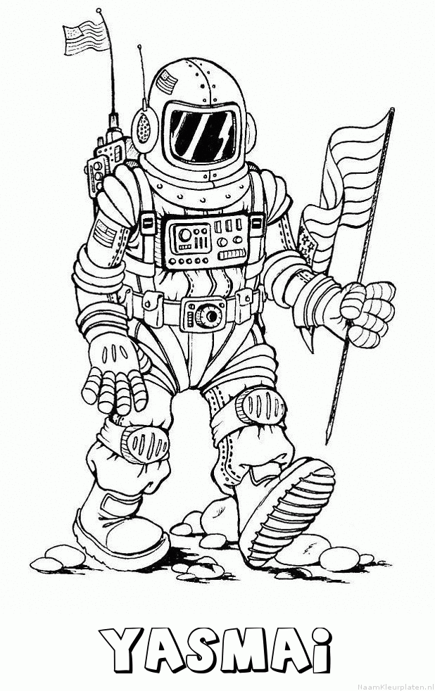 Yasmai astronaut kleurplaat