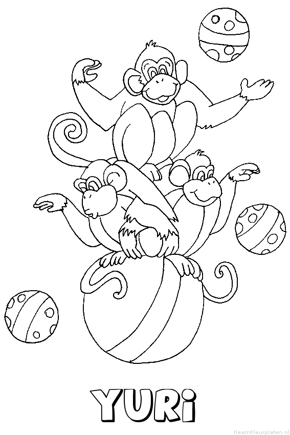 Yuri apen circus kleurplaat