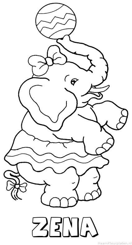 Zena olifant kleurplaat