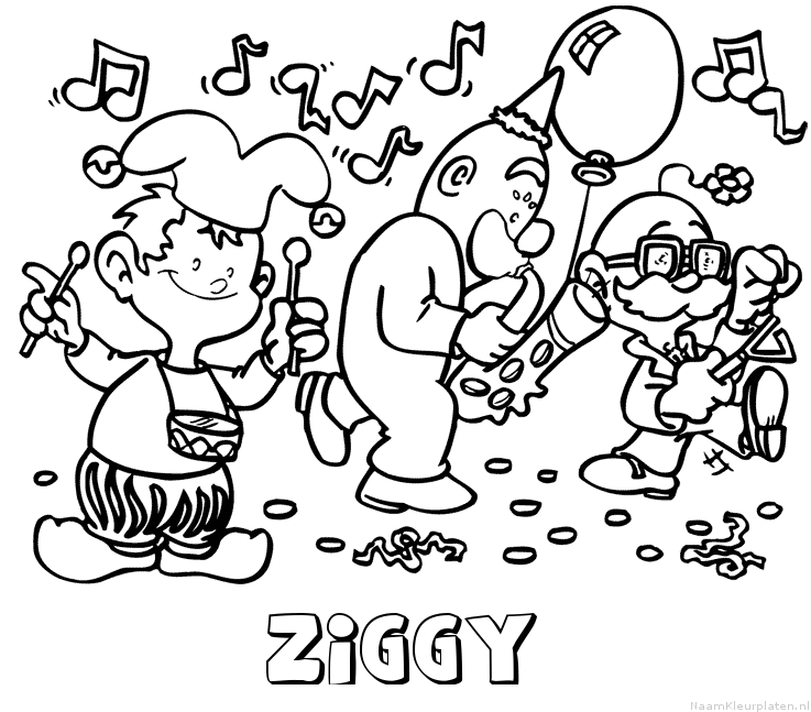Ziggy carnaval kleurplaat