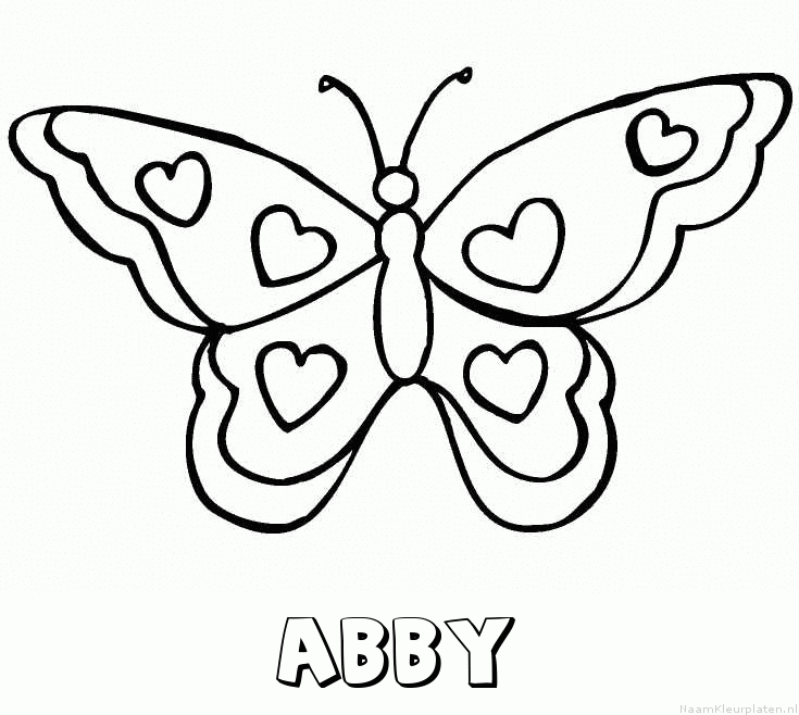 Abby vlinder hartjes kleurplaat
