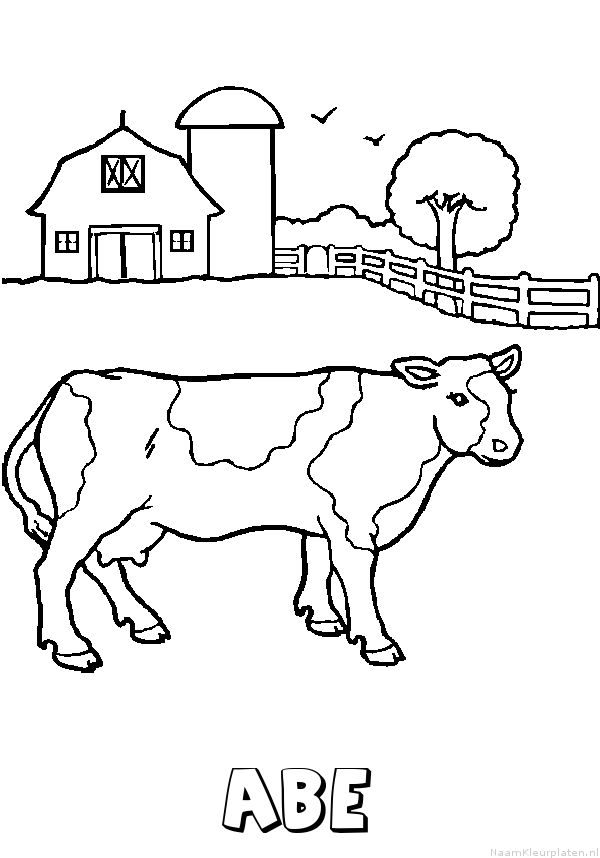 Abe koe kleurplaat