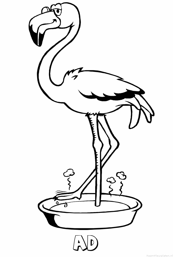 Ad flamingo kleurplaat