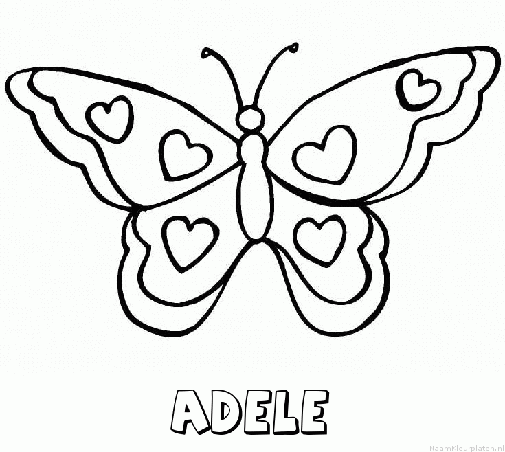 Adele vlinder hartjes kleurplaat