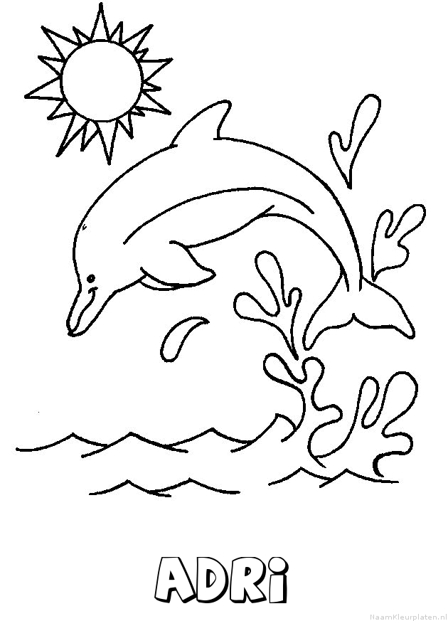 Adri dolfijn kleurplaat