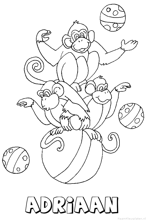Adriaan apen circus kleurplaat