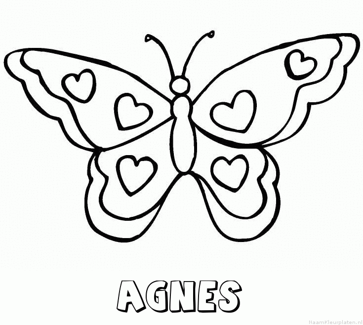 Agnes vlinder hartjes kleurplaat