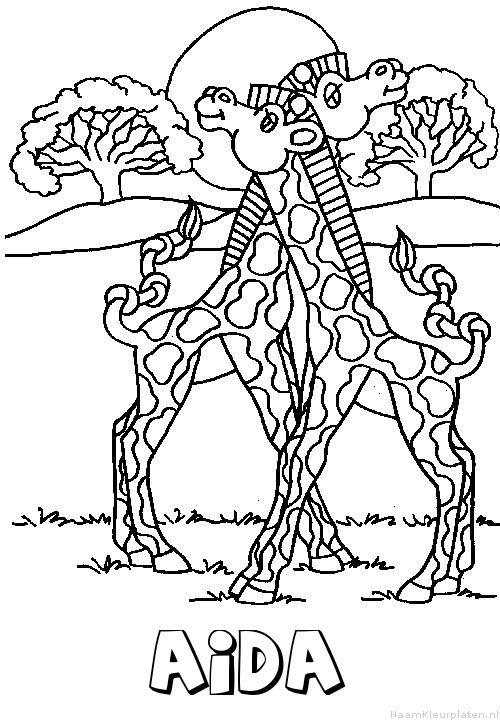 Aida giraffe koppel kleurplaat