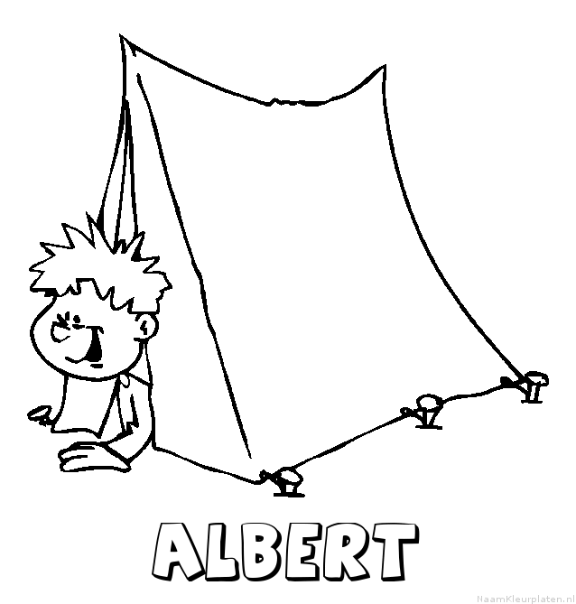 Albert kamperen kleurplaat