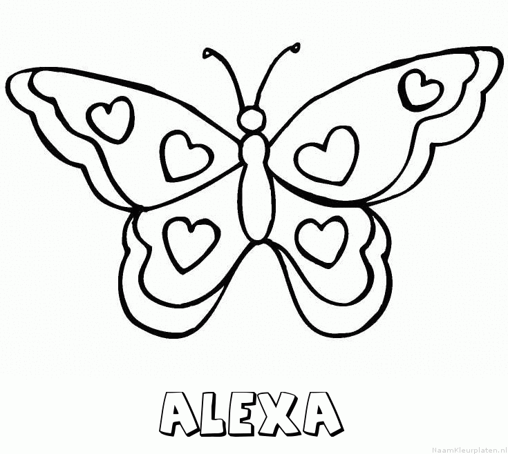 Alexa vlinder hartjes kleurplaat