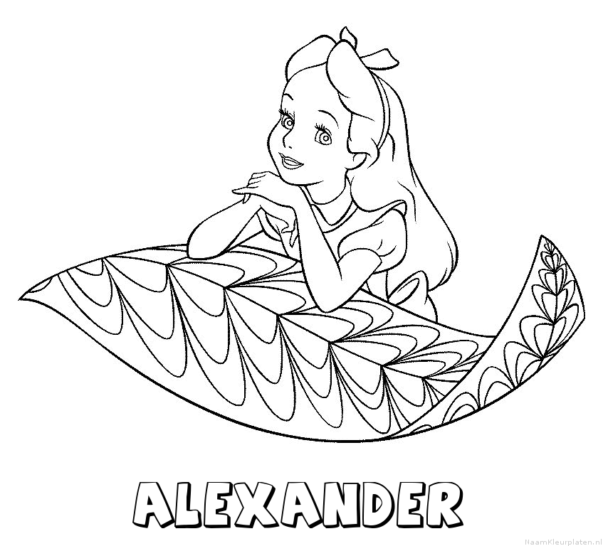 Alexander alice in wonderland kleurplaat