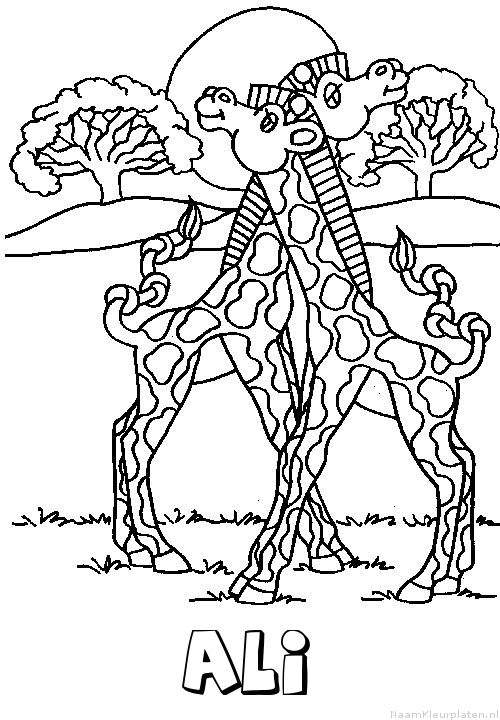 Ali giraffe koppel kleurplaat