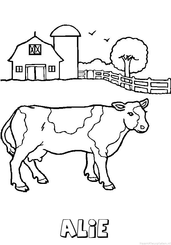 Alie koe kleurplaat