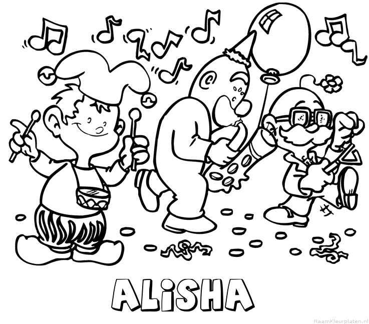 Alisha carnaval kleurplaat